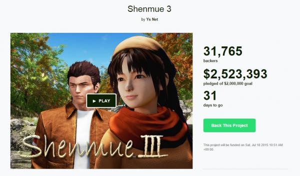 AWESOME JAPANがプロジェクトメンバーとして参加しているKickstarterプロジェクト「シェンムーIII」わずか9時間で目標の200万ドル（約2.5億円）の調達に成功！
