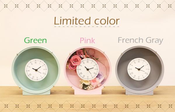オリジナルの花ギフトを制作できる「花時計（R）シリーズ」から数量各400個限定「花時計ピンク丸」「花時計グリーン丸」「花時計フレンチグレー丸」販売開始