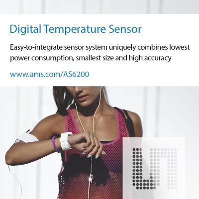 amsの最新の温度センサ、クラス最高レベルの 高精度、超低消費電力、省スペース化を実現