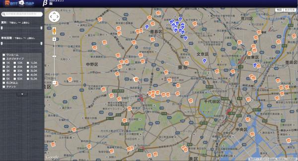 リアルネットプロが地図をベースにした賃貸物件検索サービス「レント★マップ」を開発。6月2日よりβ版の提供を開始。