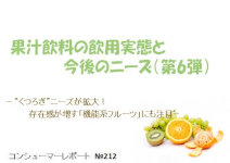 マーケティングリサーチ会社の（株）総合企画センター大阪、果汁飲料の飲用実態と今後のニーズについて調査結果を発表