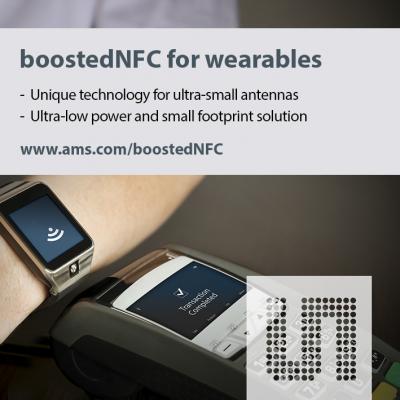 ams、スマートウォッチやその他のウェアラブル端末でよりスピーディかつ 信頼性の高い非接触型ペイメントを可能にする、新しい NFC ソリューションを発表