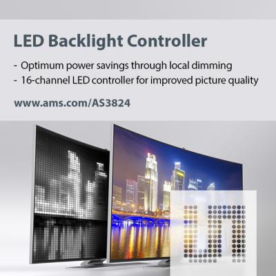 ams、最新の16チャネルLEDバックライトコントローラで、 テレビの画質向上と省電力化を実現