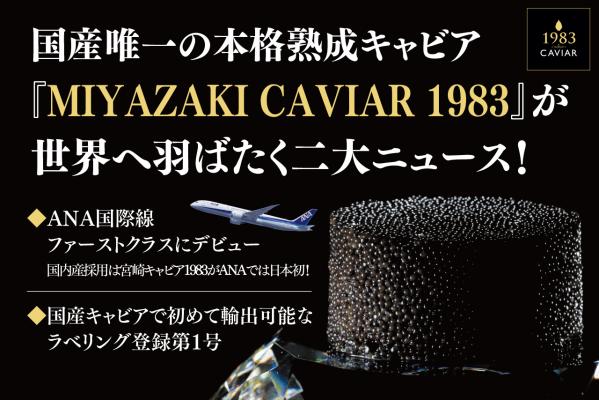 メディア無料招待 試食会：宮崎キャビア1983 ANA国際線 ファーストクラスにデビュー 機内食が試食できます。