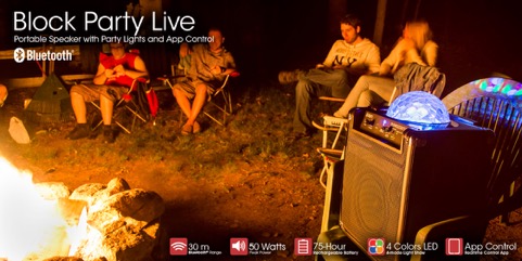 ミラーボール付きポータブルPA。キャリー仕様＆音楽再生75時間（ミラーボール時6時間）駆動の内蔵バッテリー。 光を演出するiOSアプリも。ION AUDIO Block Party Live再発売！
