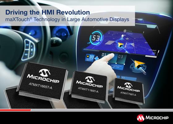 Microchip、大画面の車載HMI設計向けにmaXTouch（R）タッチスクリーン コントローラの新ファミリを発表