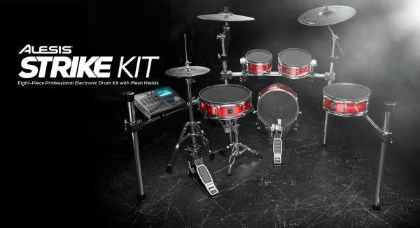 ウッドシェル＆メッシュヘッドのドラム、シンバルパッド、14インチスネアとキックパッド、1600以上のドラムサウンド搭載のAlesis「Strike Kit」6月21日に298,000円で新発売！
