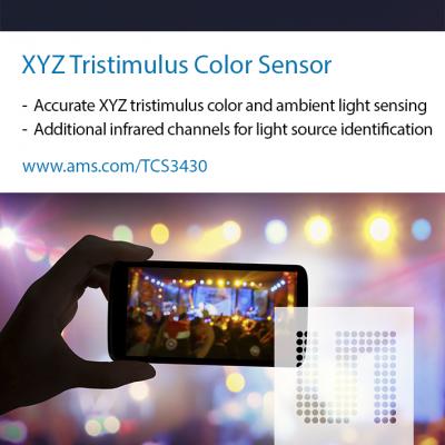ams、民生用アプリケーション向けで最小となる三刺激XYZ True Color センサを発表