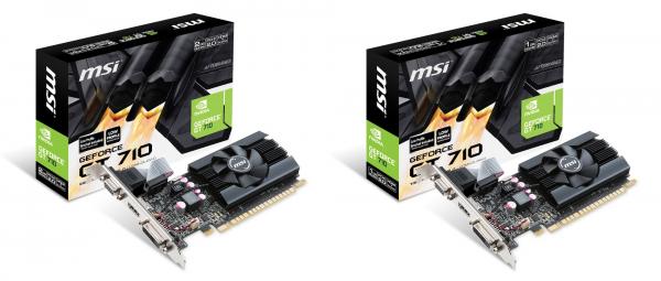 MSI、NVIDIA GeForce GT 710搭載Low ProfileカードにグラフィックスメモリにGDDR5を採用した2製品を追加