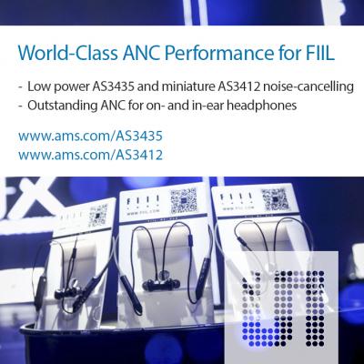 amsのオーディオチップ、トレンドの先駆者FIIL社の新ワイヤレスヘッドフォン2種に世界クラスのノイズキャンセリング性能を提供