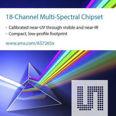 ams、小型の18チャネルチップセットAS7265xを追加し、 デジタルマルチスペクトル製品を拡大