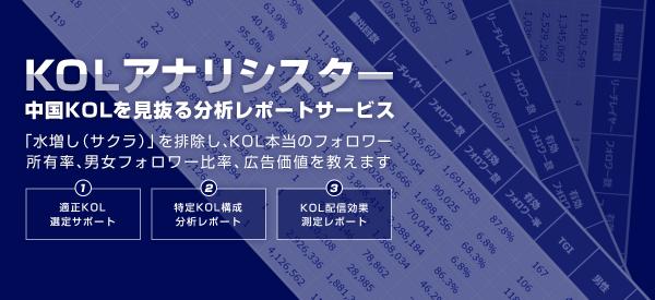 株式会社クリップスは、11月5日より中国KOL効果測定レポートサービス【KOLアナリシスター】を開始いたしました。
