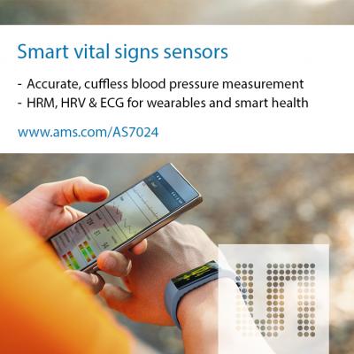 ams、スマートヘルスおよびウェアラブルデバイス向け血圧およびバイタルサイン用センサのリファレンスデザインを発表