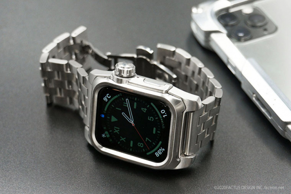 AppleWatch5 を個性的な腕時計として装う FACTRON メタルフル削り出しケース『NEXT for Apple Watch 5』新