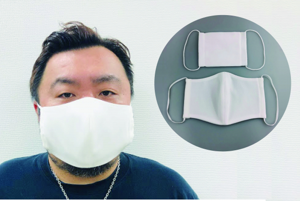 【大きな顔の人専用！『メガ布マスク』登場】東京両国の老舗縫製工場が開発！とりわけ暑さに敏感な大きな顔の人にクールマックス生地と制菌加工生地のダブル機能素材を使用