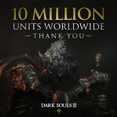 バンダイナムコエンターテインメントとフロム・ソフトウェア共同開発「DARK SOULSIII（ダークソウルIII）」世界販売本数1,000万本を突破！～シリーズ累計販売本数は2,700万本を突破～