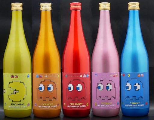 ゲームレジェンズ酒シリーズ　パックマン40周年記念日本酒 キャラクター5種のメタリックカラー塗装ボトルで登場！ 日本酒ファン、ゲームファンが楽しんで飲めるパックマン日本酒が発売！