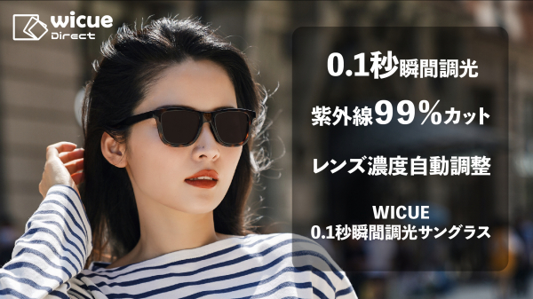 ０.1秒瞬間自動調光・UV・偏光のトリプル機能が付いた「wicue　0.1秒瞬間調光サングラス」が、日本初上陸。9月２８日よりMakuake（マクアケ）で先行販売スタート！