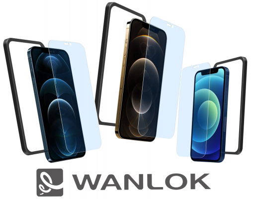 WANLOK Amazonにて『ガイド枠付 iPhone 12 専用 強化ガラスフィルム』を発売開始。実機にて装着し、動作確認済。ケースと干渉無し、ガイド枠付きでフィルム貼り付けは驚きの簡単さ