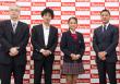左から DPA小林理事長、株式会社スカイロボット小松取締役、女優 岡田結実さん、株式会社バンタン石川代表取締役社長